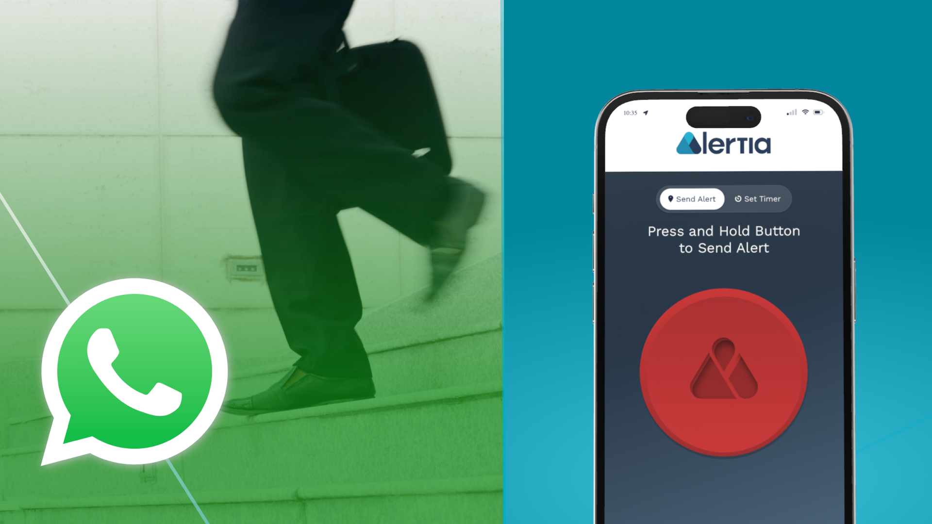 An image of WhatsApp being compared to Alertia